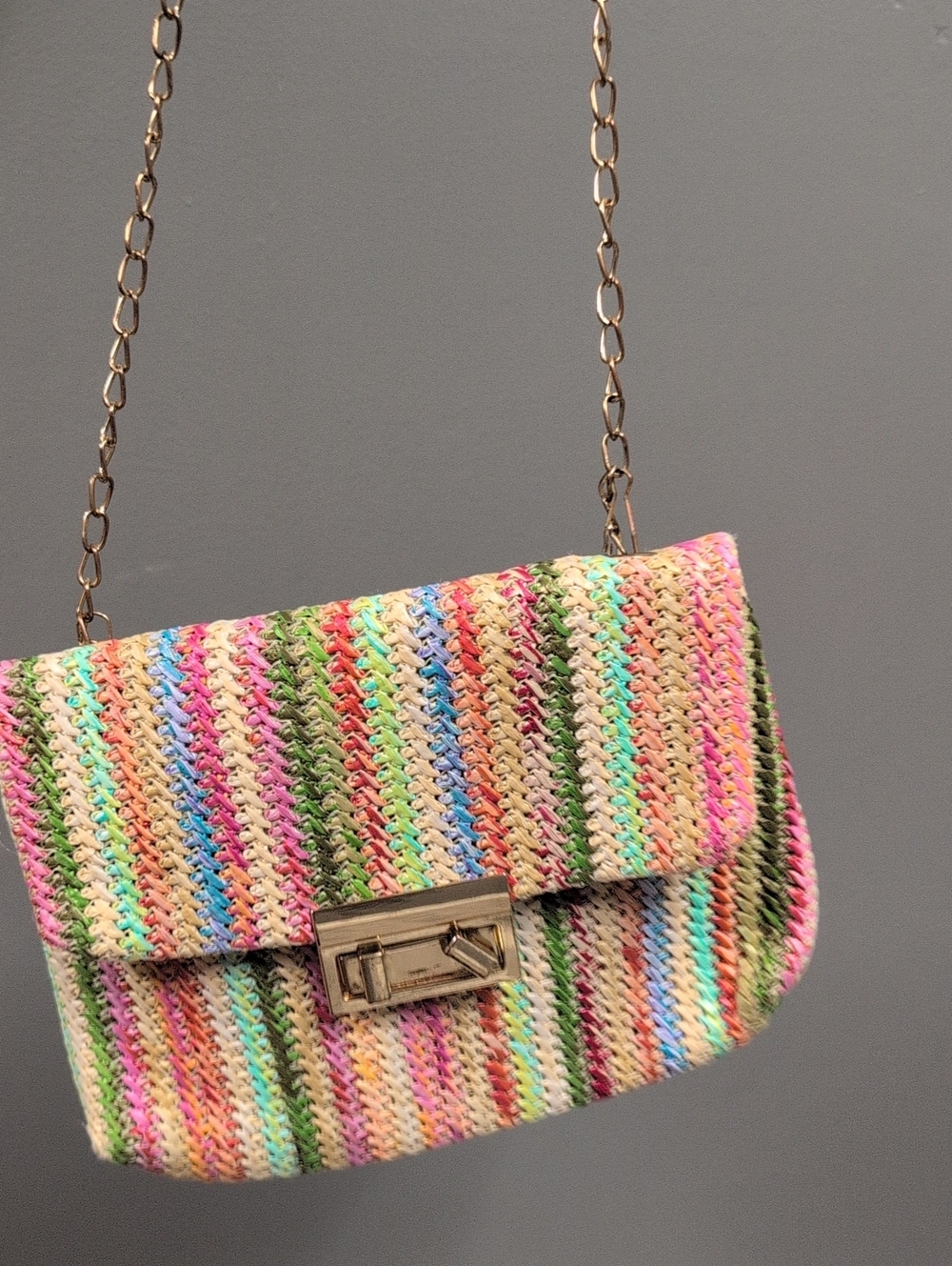 Multicolor Woven Crossbody Bag - Stylish Straw Knit Shoulder Purse